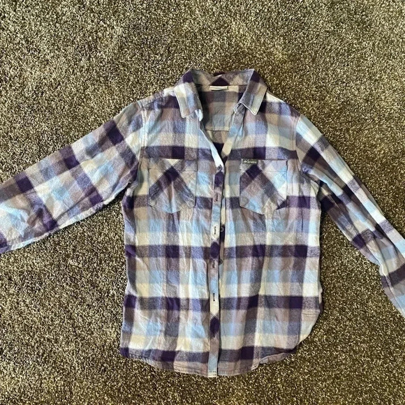 Columbia Size Small women’s flannel blue purple - Picture 1 of 4